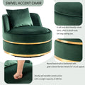 360 Degree Swivel Accent Chair Velvet Modern Upholstered Barrel Chair Over Sized Soft Chair With Seat Cushion For Living Room, Bedroom, Office, Apartment, Green Green Foam Velvet