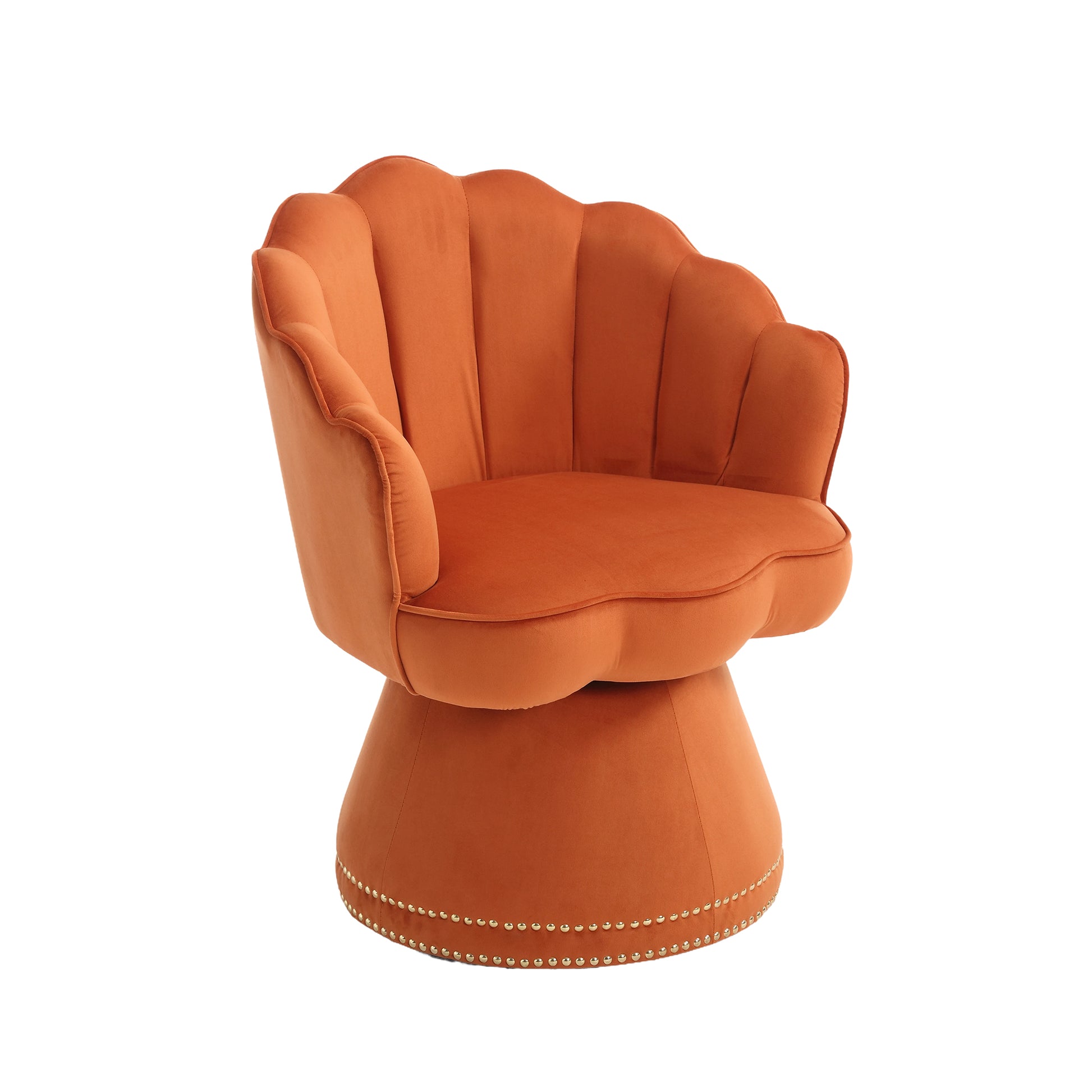 Coolmore Swivel Barrel Chair, Comfy Round Accent Sofa Chair For Living Room, 360 Degree Swivel Barrel Club Chair, Leisure Arm Chair For Nursery, Hotel, Bedroom, Office, Lounge Orange Velvet