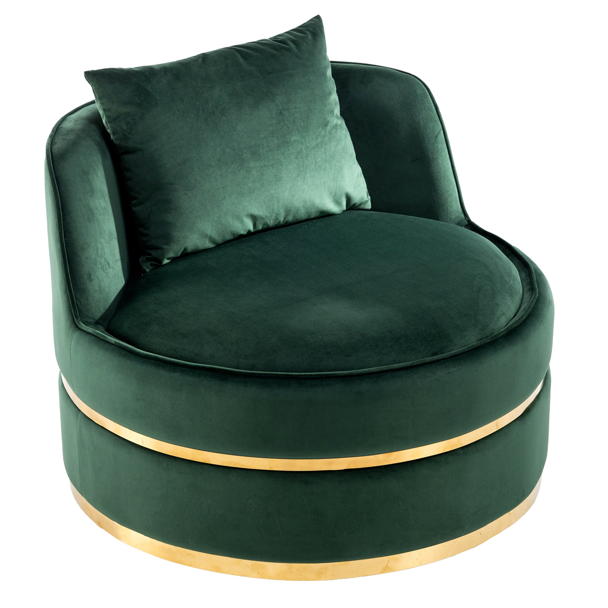 360 Degree Swivel Accent Chair Velvet Modern Upholstered Barrel Chair Over Sized Soft Chair With Seat Cushion For Living Room, Bedroom, Office, Apartment, Green Green Foam Velvet