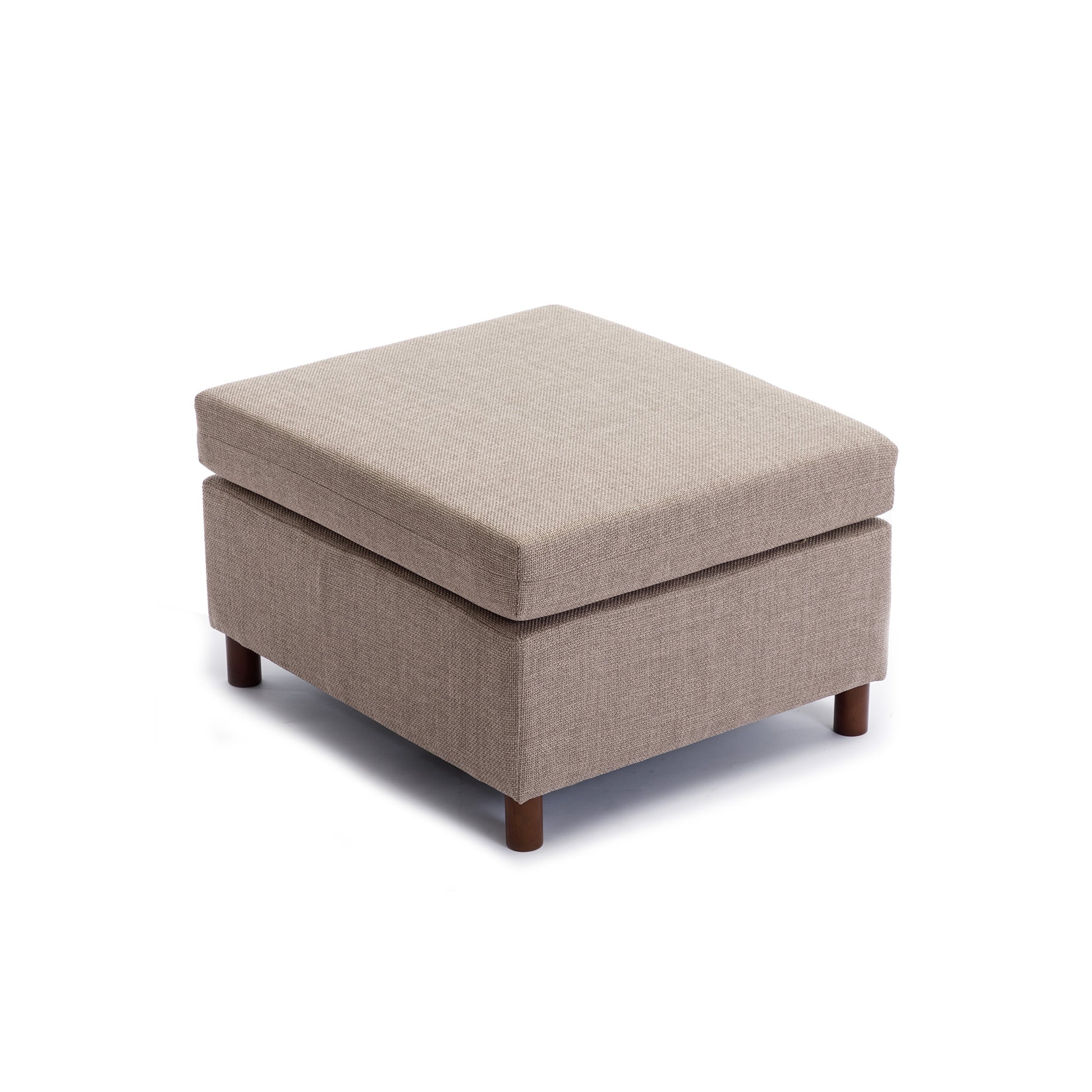 4 Seat Module Sectional Sofa Couch With 1 Ottoman For Living Room,Seat Cushion And Back Cushion Non Removable And Non Washable,Brown Brown Wood Primary Living Space Soft Modern Rubberwood Foam Linen 4 Seat