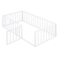 Twin Size Metal Floor Bed Frame With Fence And Door, White White Metal