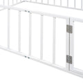 Queen Size Metal Floor Bed Frame With Fence And Door, White White Metal