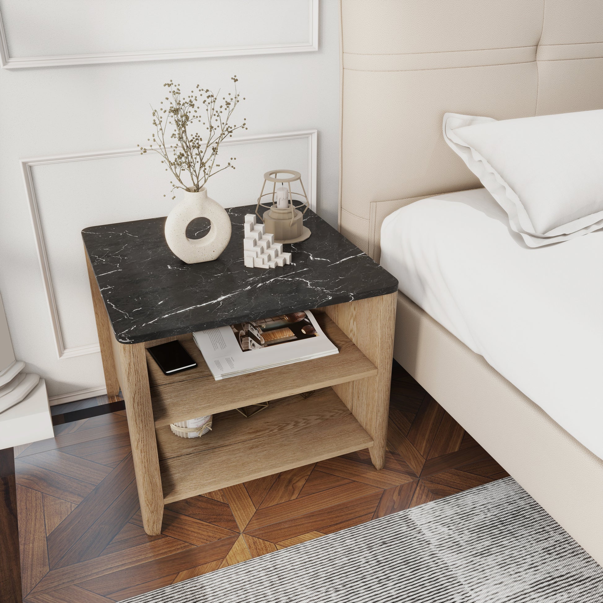 Tobacco Wood Grain Coffee Table. Nightstand Marble Primary Living Space American Traditional Open Storage Particle Board