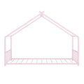 Twin Size Metal House Bed, Pink Pink Metal