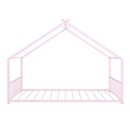 Full Size Metal House Bed, Pink Pink Metal