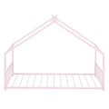 Twin Size Metal House Bed, Pink Pink Metal