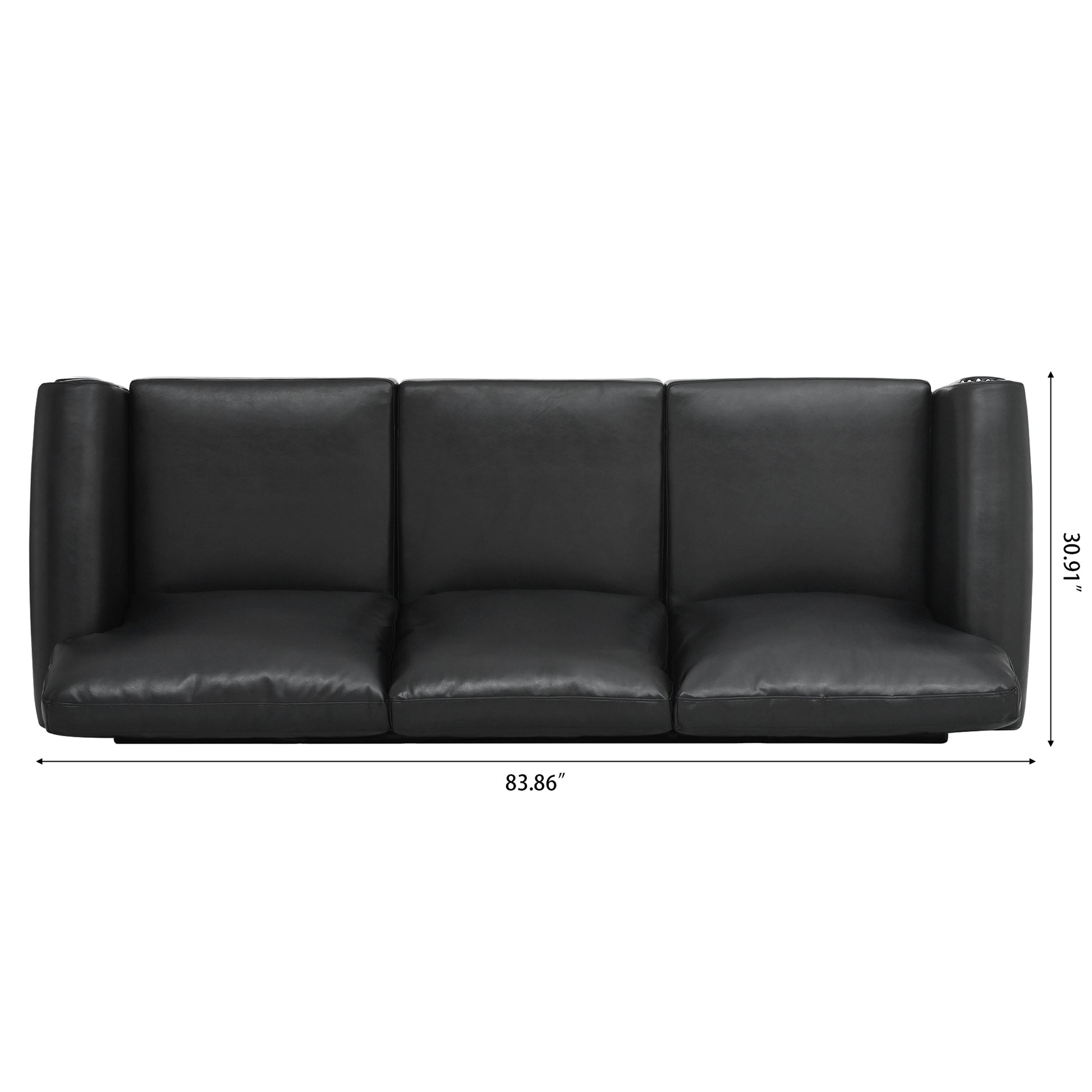 3 Seater Sofa. Black Pu Foam Fabric