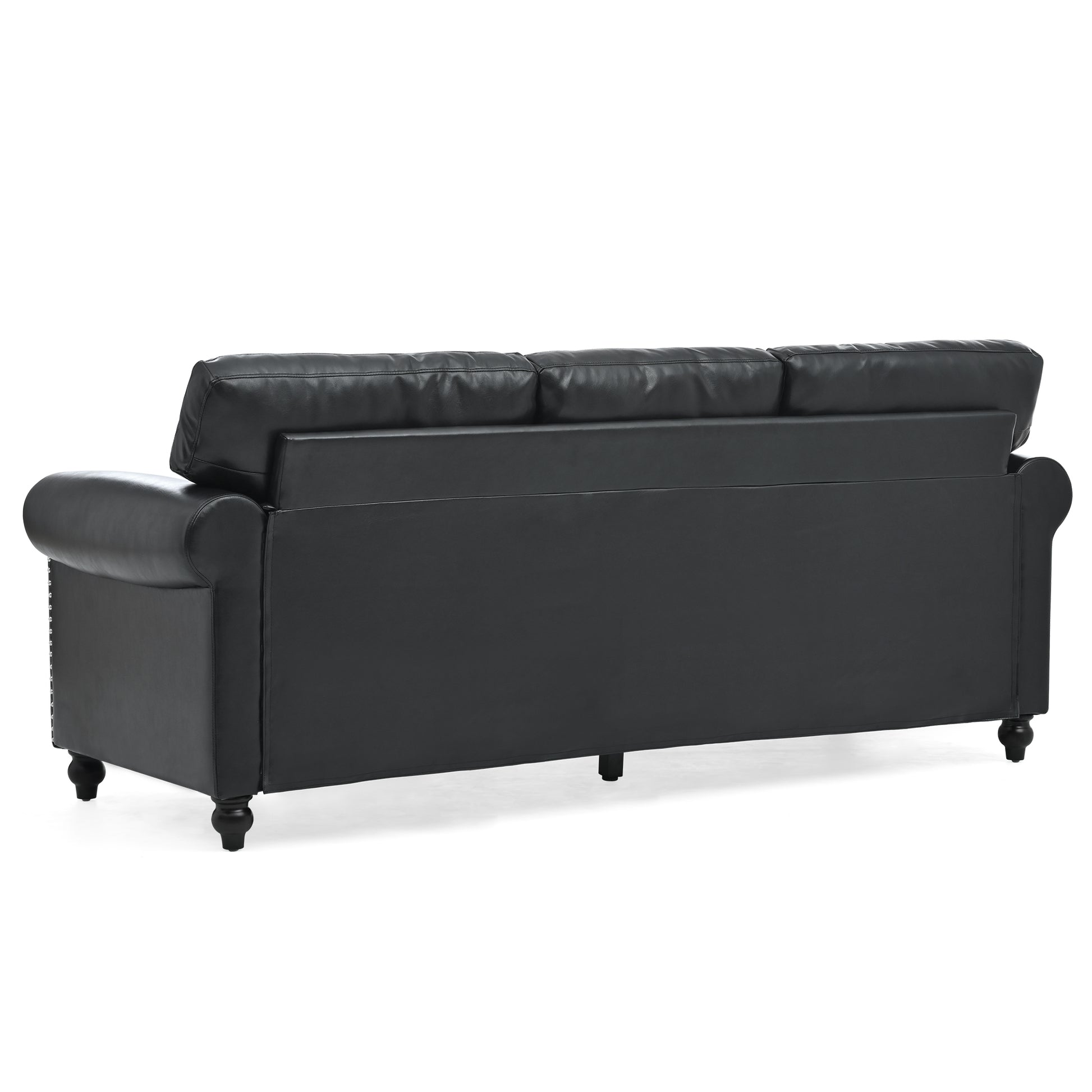 3 Seater Sofa. Black Pu Foam Fabric