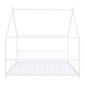 Full Size Metal House Bed, White White Metal