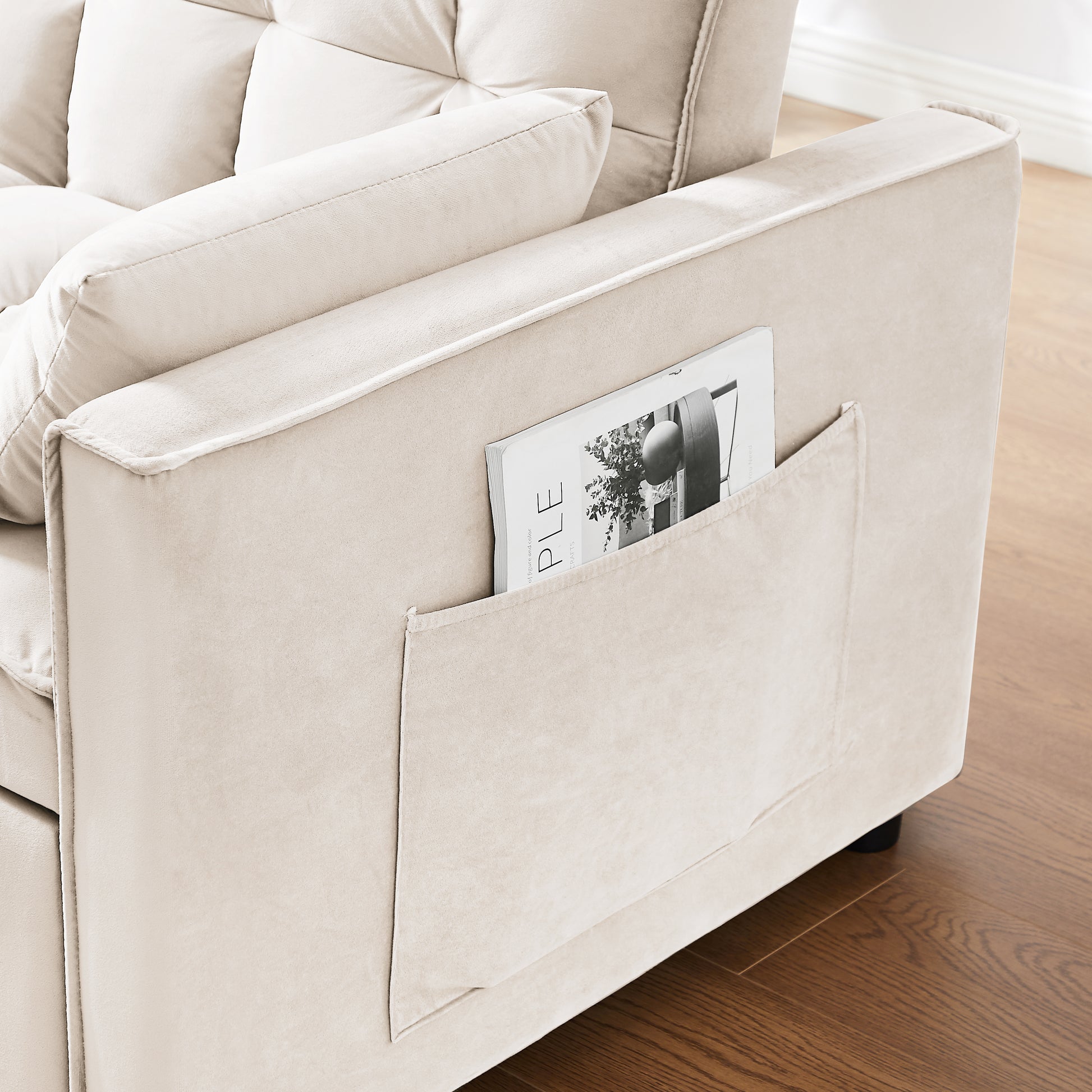 Modern Velvet Loveseat Futon Sofa Couch W Pullout Bed,Small Beautiful Seat Lounge Sofa W Reclining Backrest,Toss Pillows, Pockets,Furniture For Living Room,3 In 1 Convertible Sleeper Sofa Bed, Creamy White Creamy White Light Brown Velvet Wood Primary