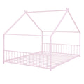 Full Size Metal House Bed, Pink Pink Metal