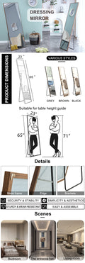 Clean And Beautiful Solid Wood Frame Full Length Mirror, Dressing Mirror, Bedroom Porch, Decorative Mirror, Clothing Store, Floor Standing Large Mirror, Wall Mounted. 65 