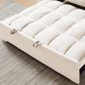 Modern Velvet Loveseat Futon Sofa Couch W Pullout Bed,Small Beautiful Seat Lounge Sofa W Reclining Backrest,Toss Pillows, Pockets,Furniture For Living Room,3 In 1 Convertible Sleeper Sofa Bed, Creamy White Creamy White Light Brown Velvet Wood Primary