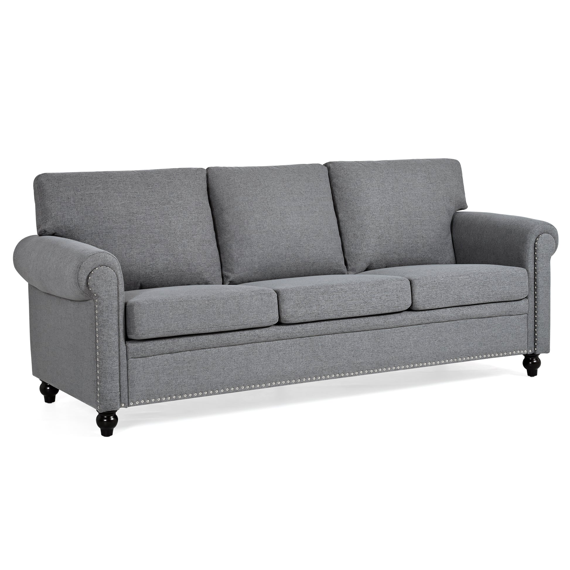 3 Seater Sofa. Grey Foam Fabric