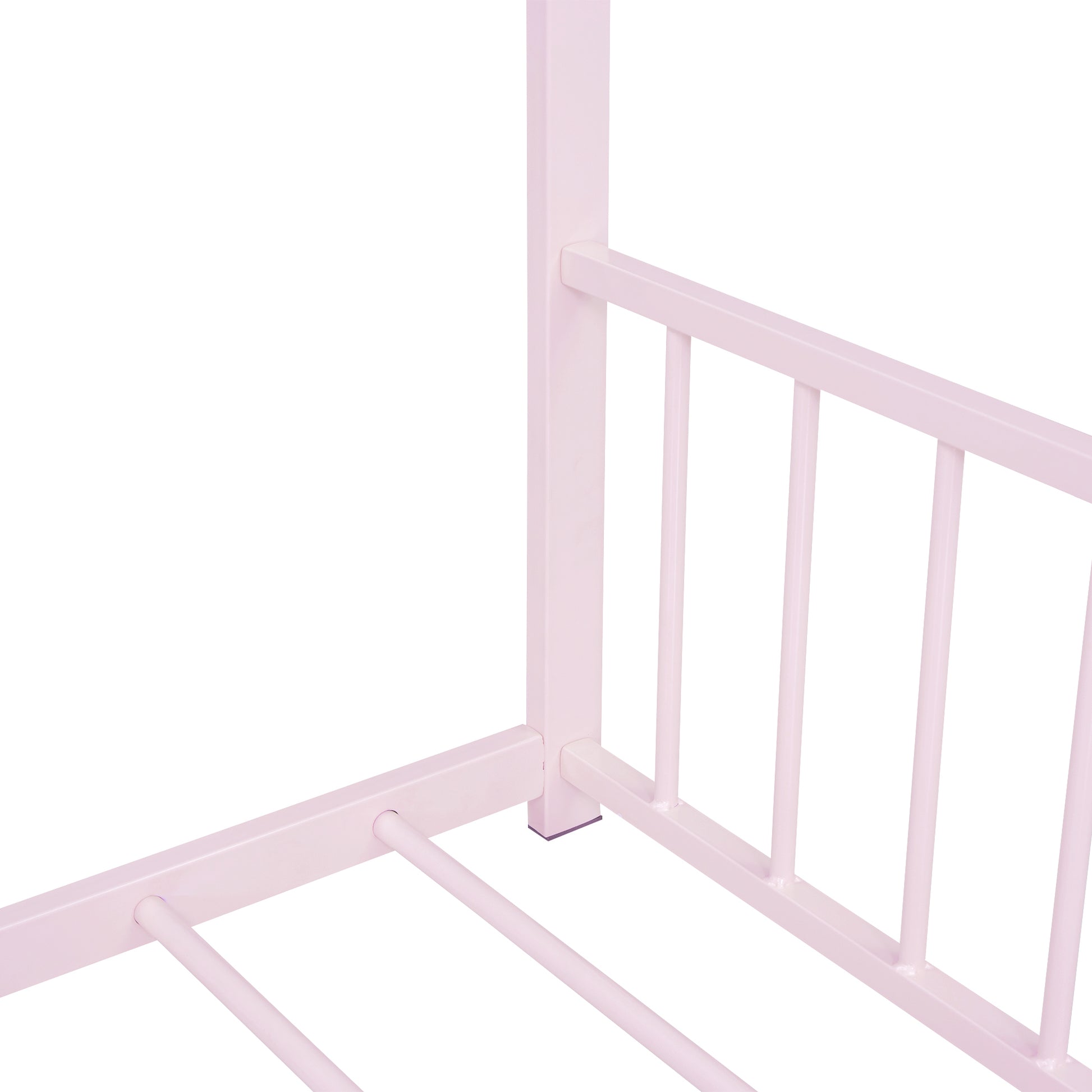 Full Size Metal House Bed, Pink Pink Metal
