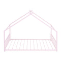 Full Size Metal House Bed, Pink Pink Metal