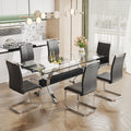 Dining Table. Modern Tempered Glass Dining Table. Large Modern Office Desk With Silver Plated Metal Legs And Mdf Crossbars, Suitable For Both Home And Office Use. Kitchen. 79 ''X39''X30 '' 1105 Transparent Glass