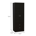 Black Wengue 2 Drawer Armoire Black Bedroom Particle Board