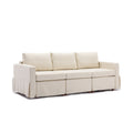 3 Seat Module Sectional Sofa Couch,Seat Cushion And Back Cushion Removable And Washable,Linen Fabric Cover,Cream Cream Wood Medium Soft Rubberwood Foam Linen 3 Seat