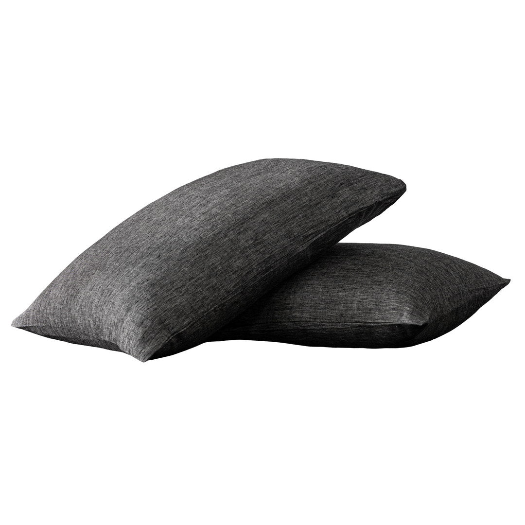 Pillow Cases Standard Size, Standard Pillow Cases Set Of 2, Pillowcases Standard, Premium Soft Linen Pillow Case With Envelope Enclosure 20"X27", Onyx Grey Linen Linen