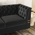 Fx P83 Bk2 Sofa Luxurious Black Velvet Sofa With Gold Legs Modern Chesterfield Design, Tufted Upholstery, 3 Seat Couch For Living Room And Office Black Velvet 3 Seat