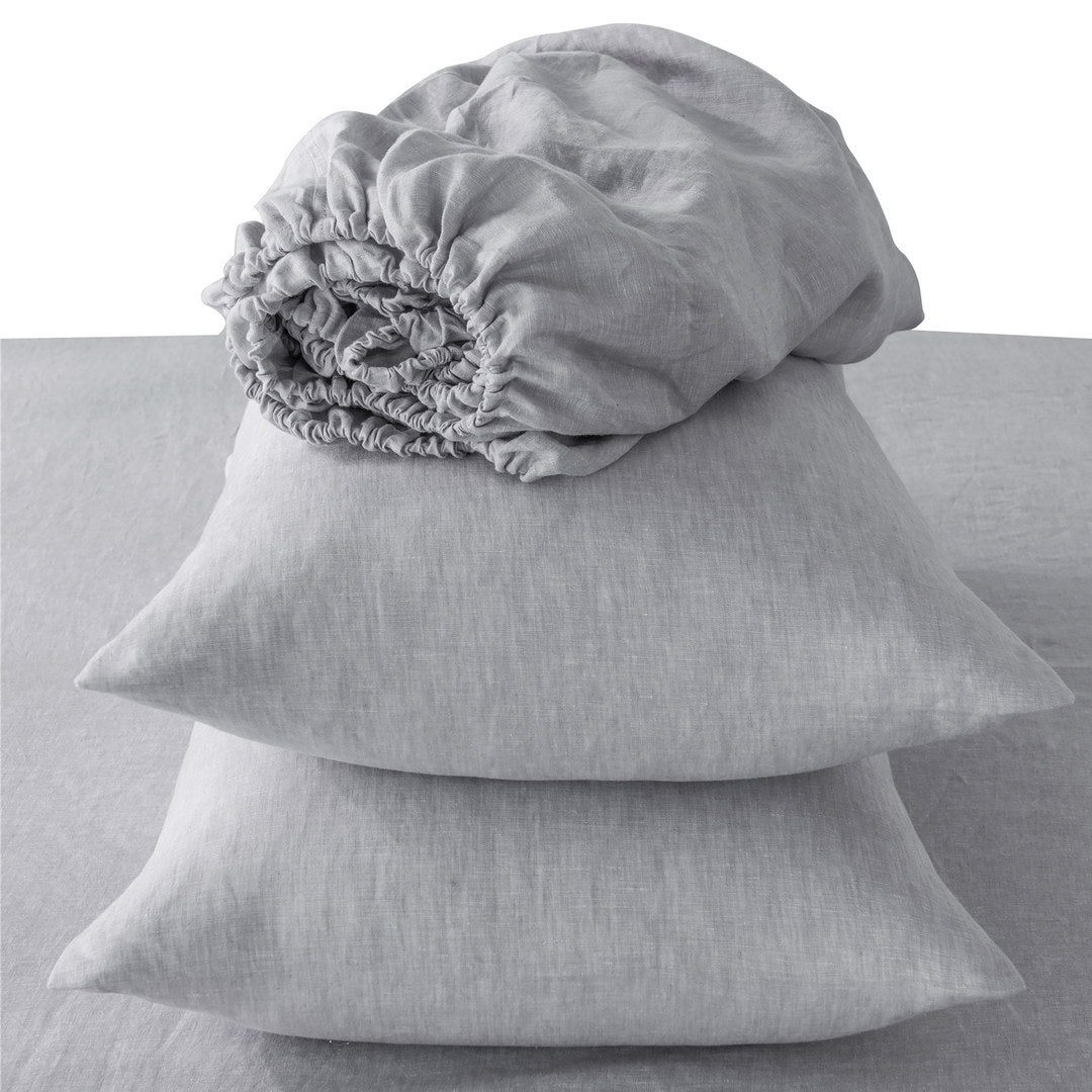 4 Pcs California King Bed Set, Premium Linen Bedding Sheets & Pillowcases, California King Bed In A Bag, Cloud Bedding Sheet & Pillowcase Sets White Linen Linen