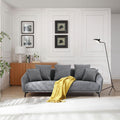 3 Seater Sofa Couch, Modern Fabric Upholstered Sofa With Three Cushions, 2 Pillows, Dark Grey Grey Fabric