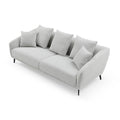 Modern Fabric Upholstered Sofa With Three Cushions, 2 Pillows, Light Grey Grey Fabric