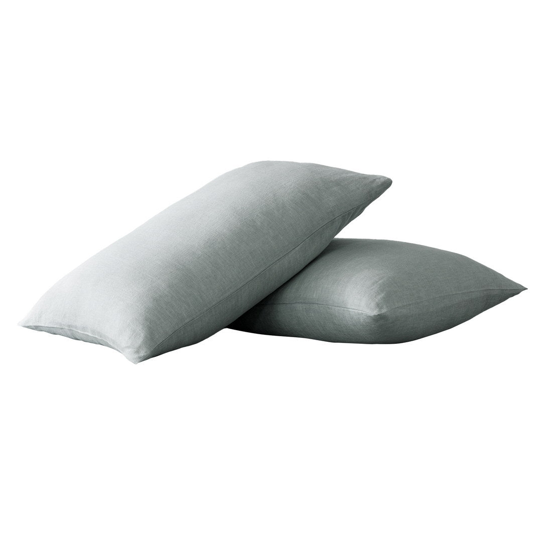 King Size Pillow Cases Set Of 2, King Pillow Cases Set Of 2, Pillow Cases King, Premium Soft Linen Pillow Case With Envelope Enclosure 20"X36", Sea Glass White Linen Linen
