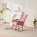 Rocking Chair Nursery, Solid Wood Legs Reading Chair Withteddy Fabric Upholstered, Nap Armchair For Living Rooms, Bedrooms, Offices, Best Gift,Pink Teddy Fabric Pink Primary Living Space Modern Rocking Chairs Polyester