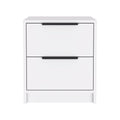 Nightstand Cervants, Two Drawers, Metal Handle, White Finish White Particle Board