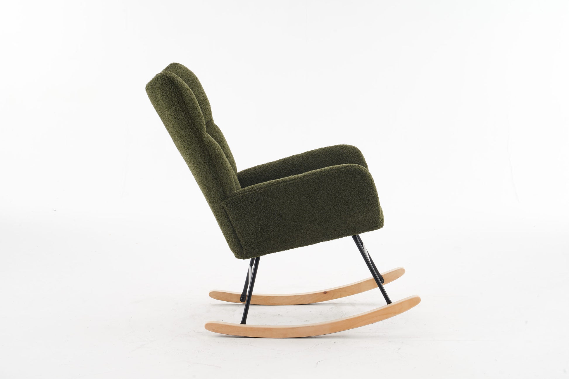 Rocking Chair Nursery, Solid Wood Legs Reading Chair With Teddy Fabric Upholsterednap Armchair For Living Rooms, Bedrooms, Offices, Best Gift,Green Teddy Fabric Green Primary Living Space Modern Rocking Chairs Polyester