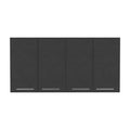 Kitchen Cabinet Durham, Four Doors, Black Wengue Finish Black Particle Board