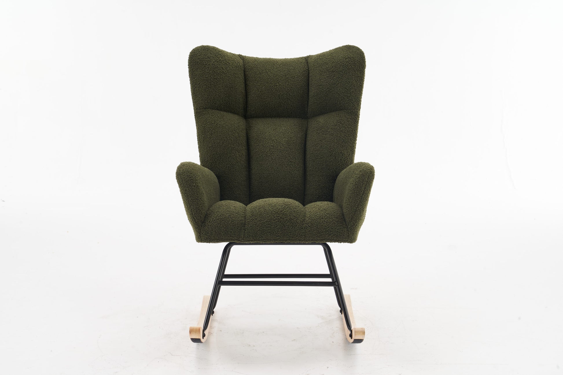 Rocking Chair Nursery, Solid Wood Legs Reading Chair With Teddy Fabric Upholsterednap Armchair For Living Rooms, Bedrooms, Offices, Best Gift,Green Teddy Fabric Green Primary Living Space Modern Rocking Chairs Polyester