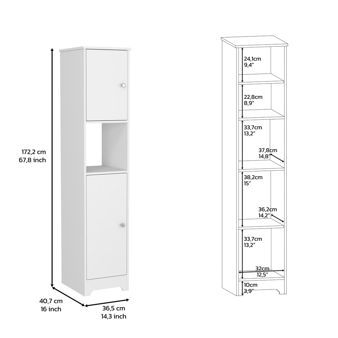 Linen Cabinet Albany, Four Interior Shelves, White Finish White Particle Board