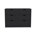 Dresser Curio, Four Drawers, Black Wengue Finish Black Particle Board