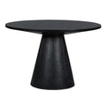 5 Piece Dining Set Retro Round Table With 4 Upholstered Chairs For Living Room, Dining Room Black Black Rubber Wood