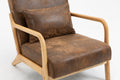 Mid Century Modern Accent Chair With Wood Frame, Upholstered Living Room Chairs With Waist Cushion, Reading Armchair For Bedroom Sunroom White Cotton Pu Leather