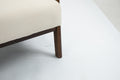 Mid Century Modern Accent Chair With Wood Frame, Upholstered Living Room Chairs With Waist Cushion, Reading Armchair For Bedroom Sunroom White Cotton Velvet