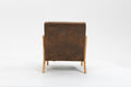 Mid Century Modern Accent Chair With Wood Frame, Upholstered Living Room Chairs With Waist Cushion, Reading Armchair For Bedroom Sunroom White Cotton Pu Leather