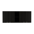 Wall Cabinet Ontario, Double Door, Black Wengue Finish Black Particle Board