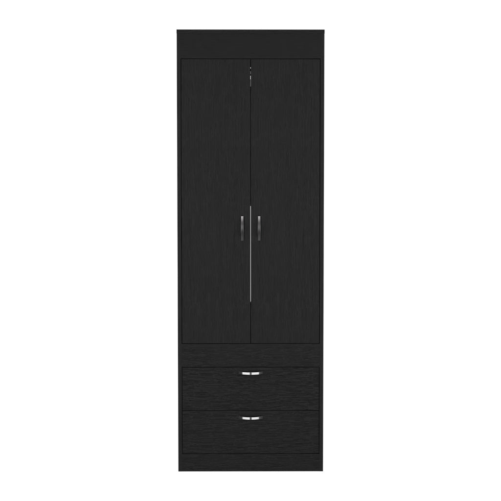 Armoire Tarento, Two Drawers, Black Wengue Finish Black Particle Board