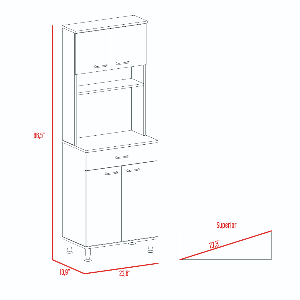 Pantry Piacenza,Two Double Door Cabinet, White Finish White Particle Board