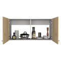 Wall Cabinet Toran, Two Shelves, Double Door, White Light Oak Finish White Light Oak Particle Board