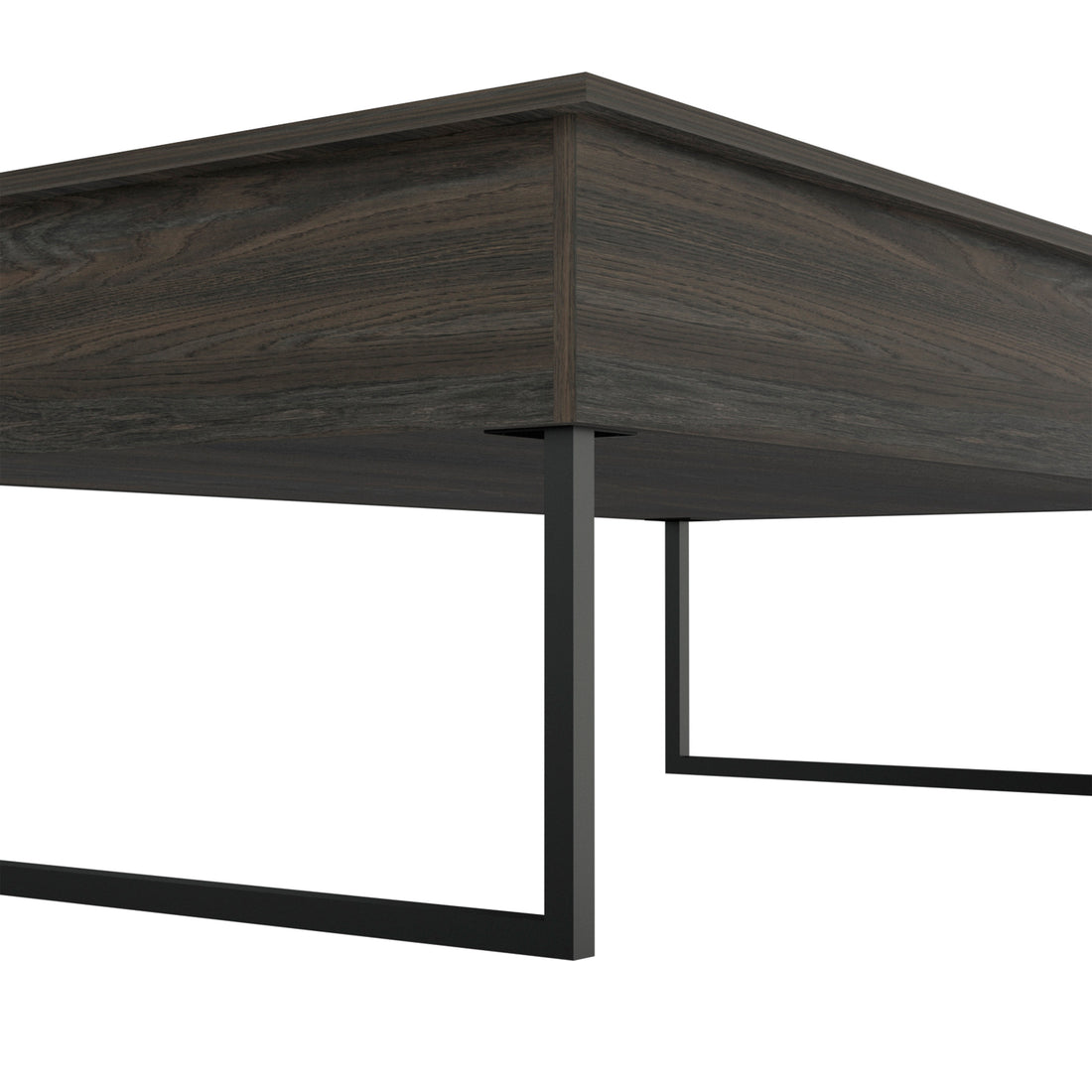 Lift Top Coffee Table Wuzz, Two Legs, Two Shelves, Carbon Espresso Black Wengue Finish Espresso Particle Board