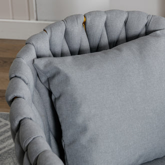 Handwoven Modern Chairs, Casual Chairs, Universal Foot Nails, Metal Chair Legs With Pillows Grey Grey Primary Living Space Linen