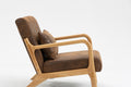 Mid Century Modern Accent Chair With Wood Frame, Upholstered Living Room Chairs With Waist Cushion, Reading Armchair For Bedroom Sunroom White Cotton Pu Leather