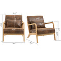 Mid Century Modern Accent Chair With Wood Frame, Upholstered Living Room Chairs With Waist Cushion, Reading Armchair For Bedroom Sunroom White Cotton Pu Leather