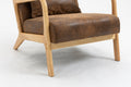 Mid Century Modern Accent Chair With Wood Frame, Upholstered Living Room Chairs With Waist Cushion, Reading Armchair For Bedroom Sunroom White Cotton Pu Leather