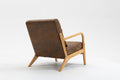 Mid Century Modern Accent Chair With Wood Frame, Upholstered Living Room Chairs With Waist Cushion, Reading Armchair For Bedroom Sunroom White Cotton Pu Leather